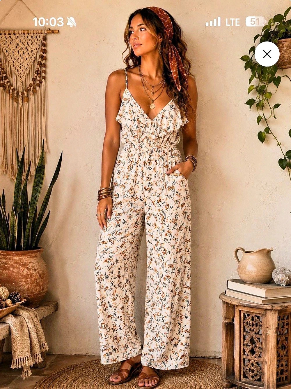Bloomchic Floral Wide-Leg Jumpsuit in White & Orange
